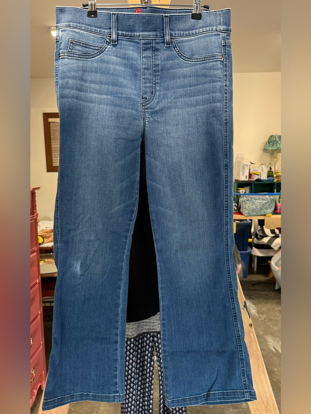 SPANX Medium Blue Denim High-Rise Jeans.  Sz L